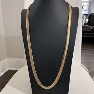 Vintage extra long gold tone necklace #079